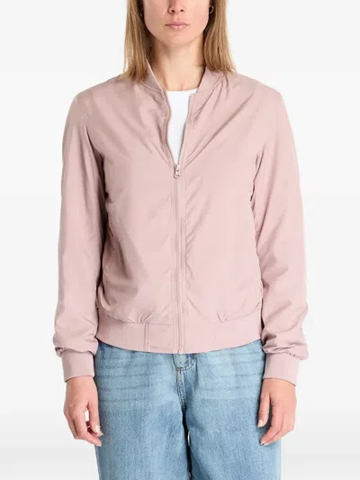 Urban Classics Ribbed-trim Bomber Jacket In Rosa
