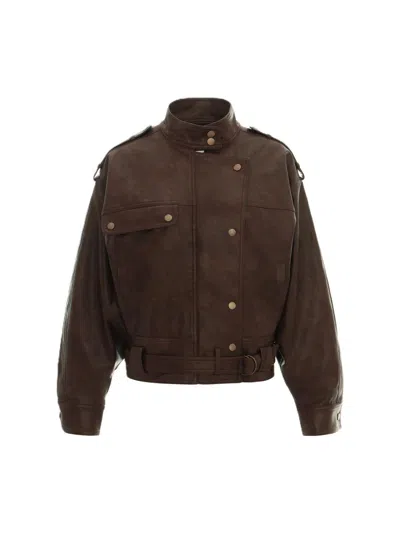 Urban Code Faux Leather Biker In Raisin In Brown