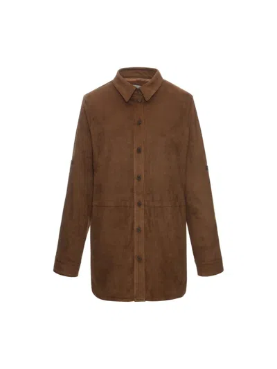 Urban Code Faux Leather Shirt In Brown
