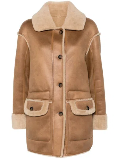 Urban Code Vegan Leather Sheepskin Jacket In Beige