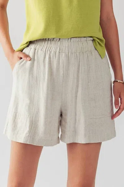 Urban Daizy Anette Elastic Waistband Linen Short In Natural In Neutral