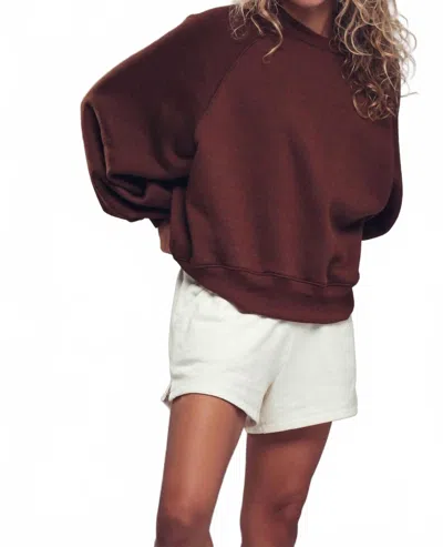 Urban Daizy Balloon Sleeve Oversized Sweatshirt In Chocolate Brown