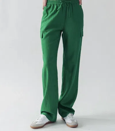 Urban Daizy Bella Linen Drawstring Wwaist Pants In Green