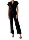 Urban Daizy Cap Sleeve Straight Leg Jumpsuit In Black In Black