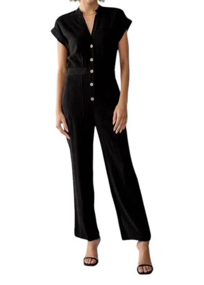 Urban Daizy Cap Sleeve Straight Leg Jumpsuit In Black