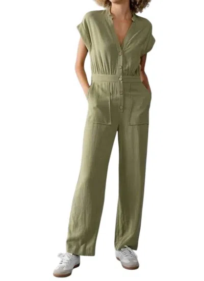 Urban Daizy Cap Sleeve Straight Leg Jumpsuit In Light Olive In Multi