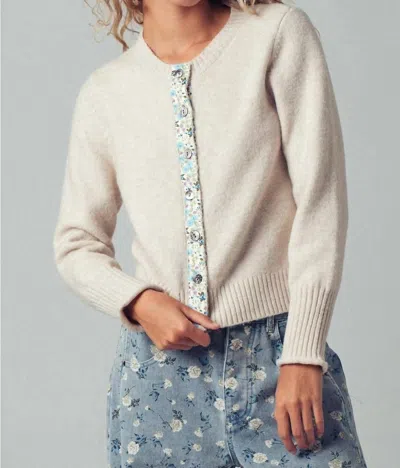 Urban Daizy Carrie Crew Cardigan In Beige In Neutral