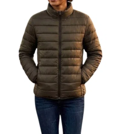 Urban Daizy Channel Quilted Puffer Jacket In Expresso In Brown