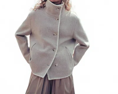 Urban Daizy Chantel Embroidered Jacket In Oatmeal In Gray