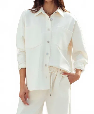 Urban Daizy Cotton Shirt Jacket In Ivory In Animal Print