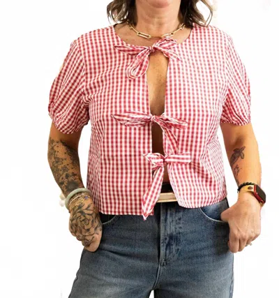 Urban Daizy Countryside Short Sleeve Top In Red