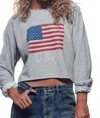 Urban Daizy Cropped Usa Flag Graphic Sweatshirt In Heather Grey In Gray