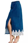 Urban Daizy Denim Skirt In Blue/white In Blue