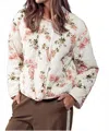 Urban Daizy Diamond Quilt Garden Bomber Jacket In Ivory In Multi