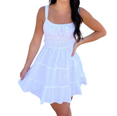 Urban Daizy Dixon Sleeveless Shirred Ruffled Dress In White
