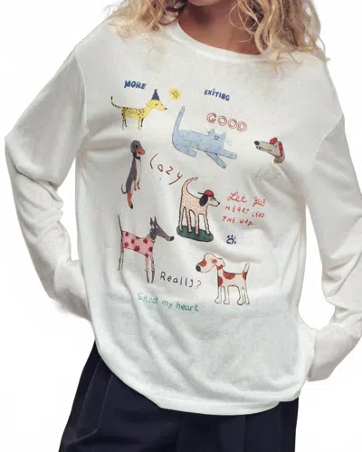 Urban Daizy Dog Graphic Long Sleeve Top In White