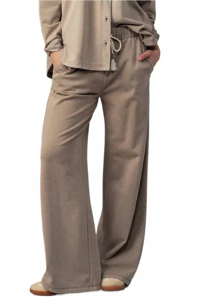 Urban Daizy Drawstring French Terry Pants In Mocha In Brown