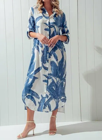 Urban Daizy Elsie Button Down Dress In Blue