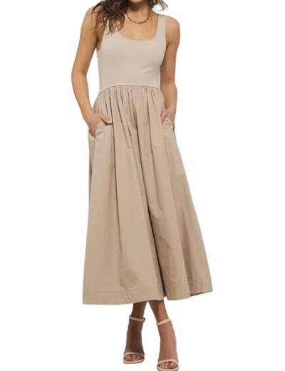 Urban Daizy Gathered Waist Sundress In Khaki In Green