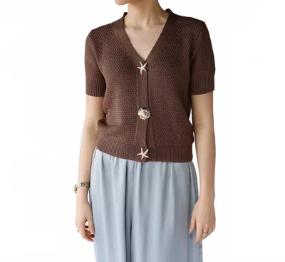 Urban Daizy Golden Tide Knit Top In Brown