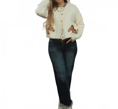 Urban Daizy Horseman Boxy Fit Cardigan In Cream Multi In White