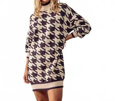 Urban Daizy Hyde Park Mini Sweater Dress In Brown Multi