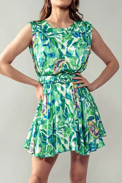Urban Daizy Ivy Sleeveless Mini Dress In Green In Multi