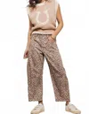 Urban Daizy Leopard Barrel Jeans In Brown In Animal Print