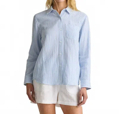 Urban Daizy Lightweight Pin Stripe Long Sleeve Shirt In Bayside Blue/white