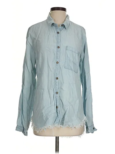 Pre-owned Urban Daizy Long Sleeve Button Down Shirt In Blue