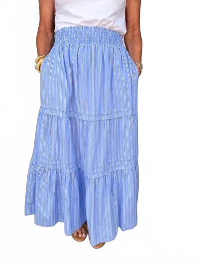 Urban Daizy Madison Maxi Striped Skirt In Blue
