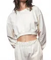 Urban Daizy Mineral Wash Mock Neck Crop Sweatshirt In Cream In White