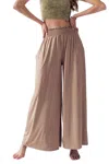 URBAN DAIZY MODAL WIDE LEG PALAZZO PANTS IN TAUPE