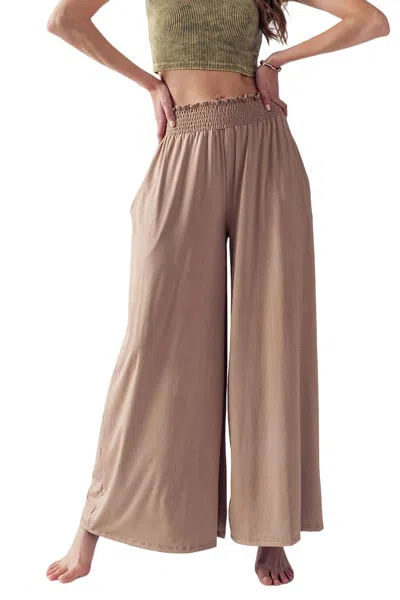 Urban Daizy Modal Wide Leg Palazzo Pants In Taupe In Brown