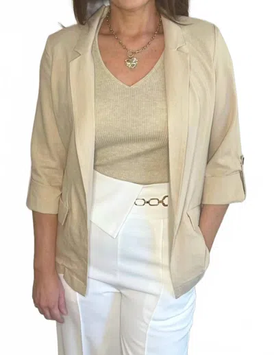Urban Daizy Monochrome Sleeve Tab Blazer In Khaki In Green