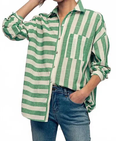 Urban Daizy Oversized Button Down Top In Green