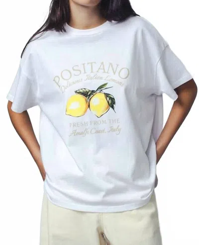 Urban Daizy Positano Limone Graphic Tee In White In Blue