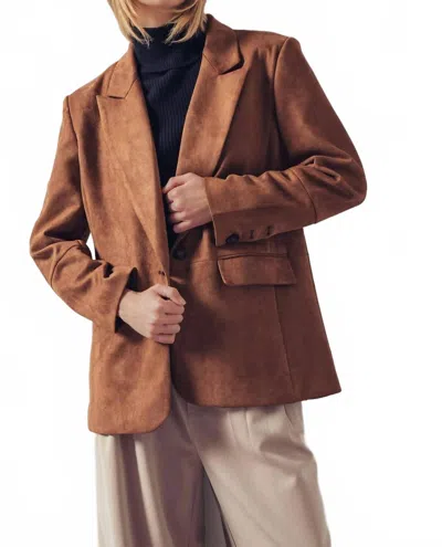 Urban Daizy Relaxed Fit Lapel Suede Blazer In Brown