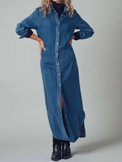 Urban Daizy Relaxed Western Denim Midi Shirt Dress In Blue