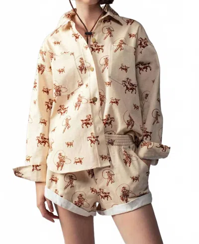 Urban Daizy Rodeo Roundup Top In Beige In Orange