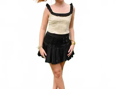 Urban Daizy Ruffle Corset Top In Tan In Multi