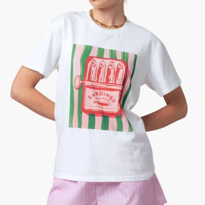 Urban Daizy Sardine Graphic Tee In White In Multi