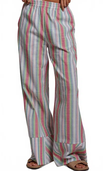 Urban Daizy Seaside Stroll Elastic Waist Pant In White Multi