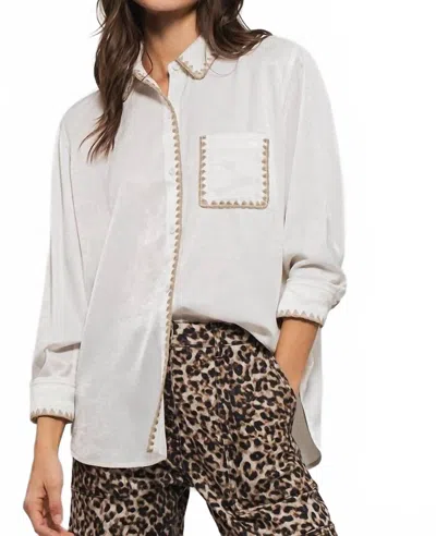 Urban Daizy Silky Scalloped Shirt In White