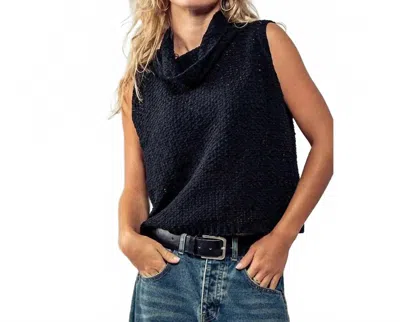 Urban Daizy Sleeveless Cowl Neck Crochet Top In Black