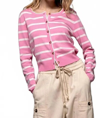 Urban Daizy Stripe Cardigan In Pink