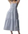 Urban Daizy Striped Tiered Maxi Sundress In Blue And White In Blue