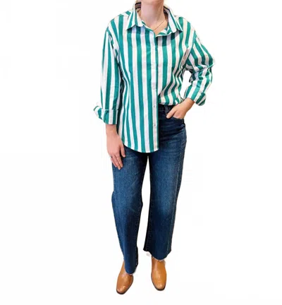 Urban Daizy Sunny Stripes Top In Green