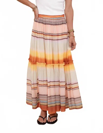 Urban Daizy Sunset Stripe Tiered Maxi Skirt In Multi