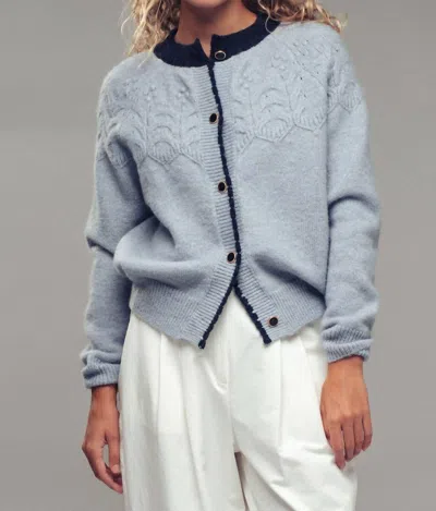 Urban Daizy Textured Yoke Detail Cardigan In Light Blue